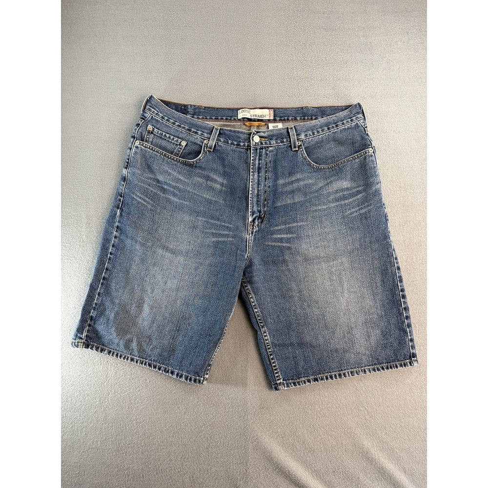 Y2K Levi's 569 Shorts Mens 40 Medium Wash Blue Denim Relaxed 12 Inseam Casual
